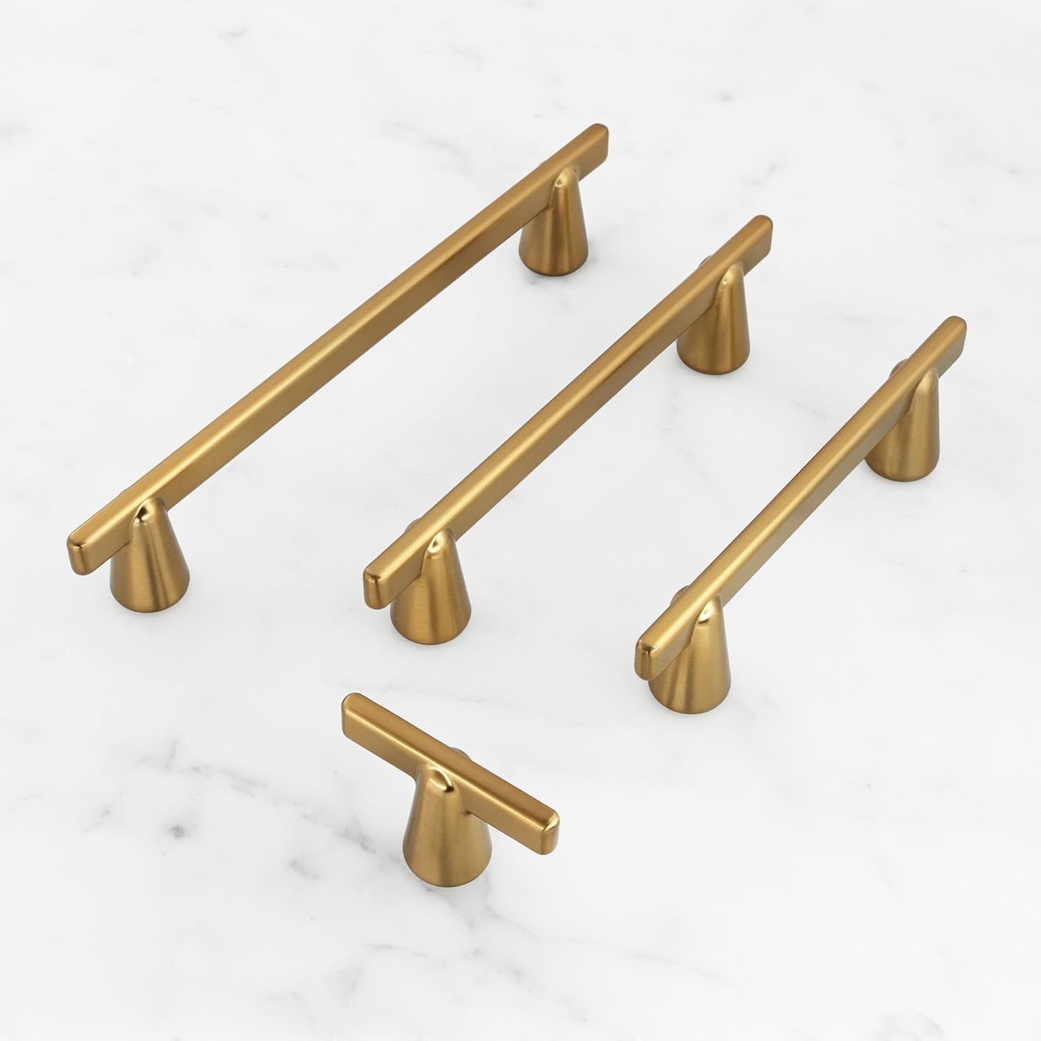 HESTIA HARDWARE 3 Pack Gold Cabinet Handles 3 Inch | Simply Modern Gold Dresser Pulls | 76mm Handles for Cabinets and Drawers, Dresser Handles and Drawer Pulls(Z19.3in.3.L)