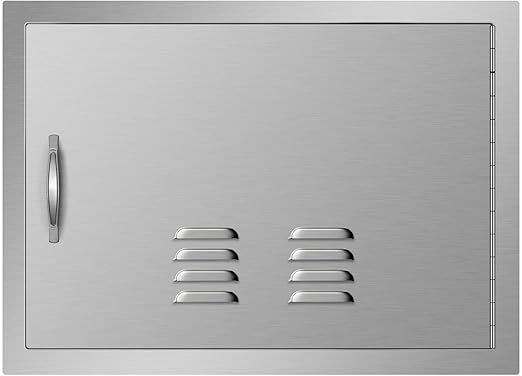 VEVOR BBQ Access Door 24 x 17 Inch Horizontal Island Door with Vents Stainless Steel Single Access Door Flush Mount Outdoor Kitchen