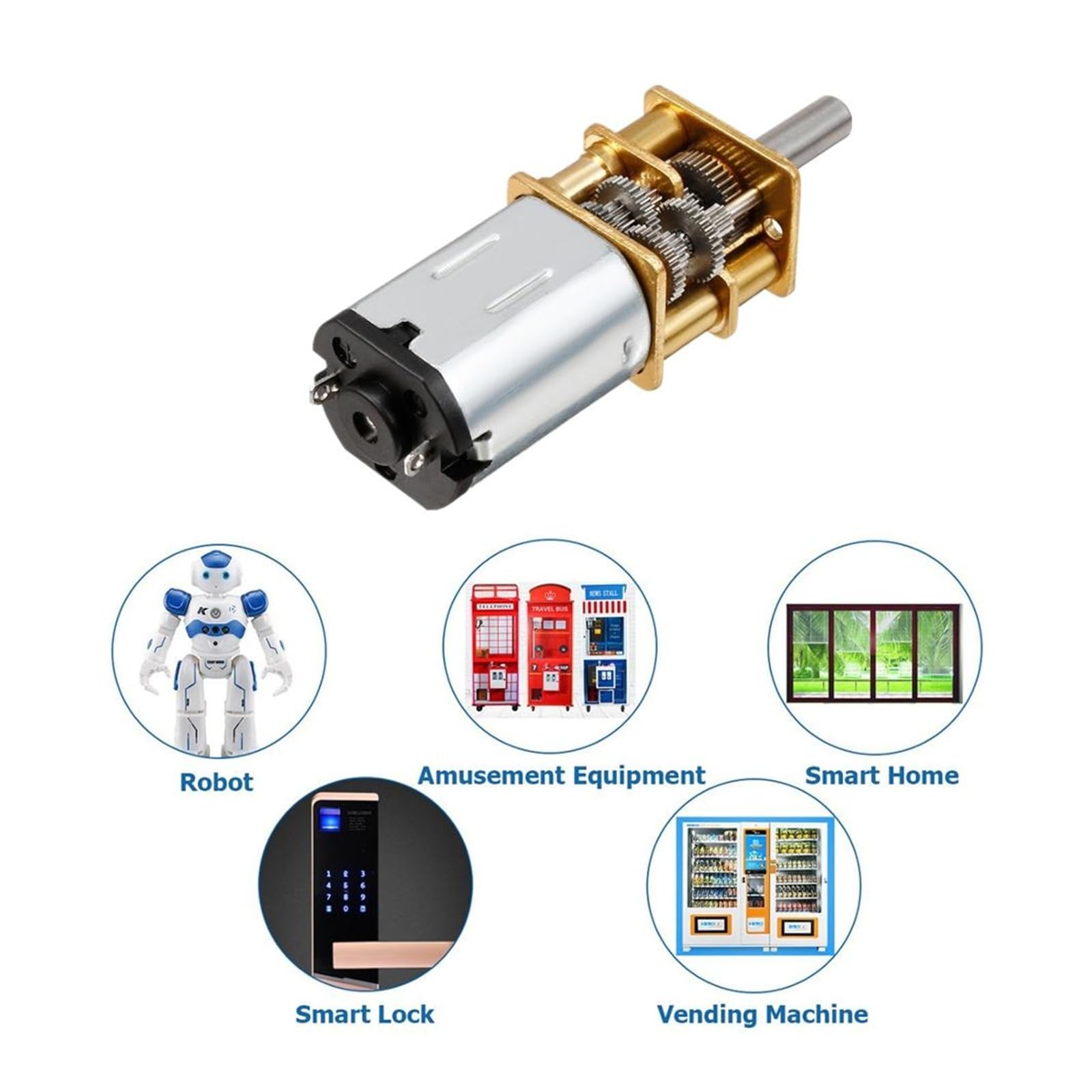 DC 3 V/6 V/12 V N20 pour mini moteur Micro Metal Gear avec roue de vitesses, 15/30/50/60/100/200/300/500/1000 tr/min, couple élevé, faible vitesse, pour robot de voiture radiocommandé, verrouillage de