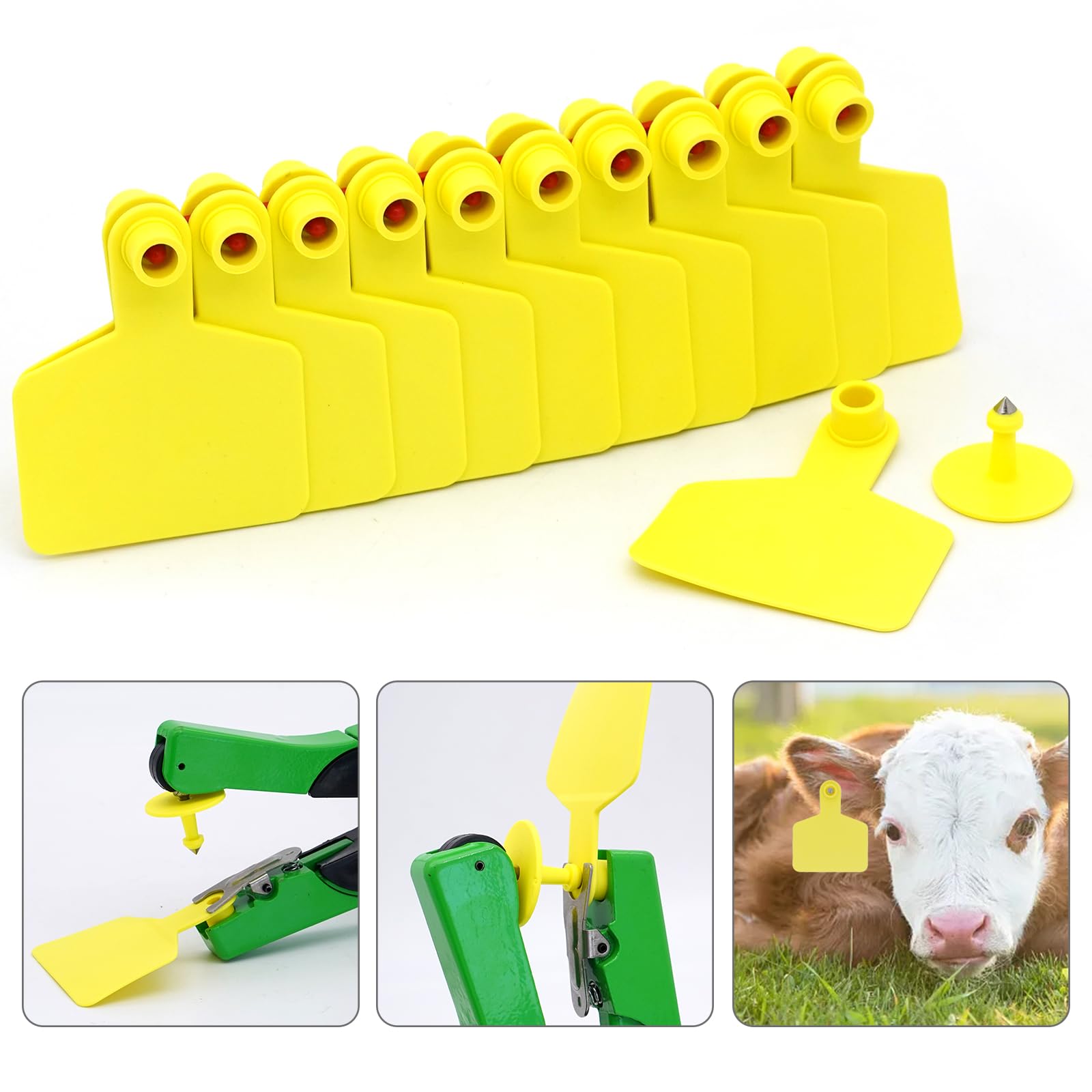 100PCS Blanko-Ohrmarken für Kuh TPU Rinder Ohrmarken Tier Identifikationskarte für Schafe Ziegen Kühe Rinder Kalb Schweine Farm