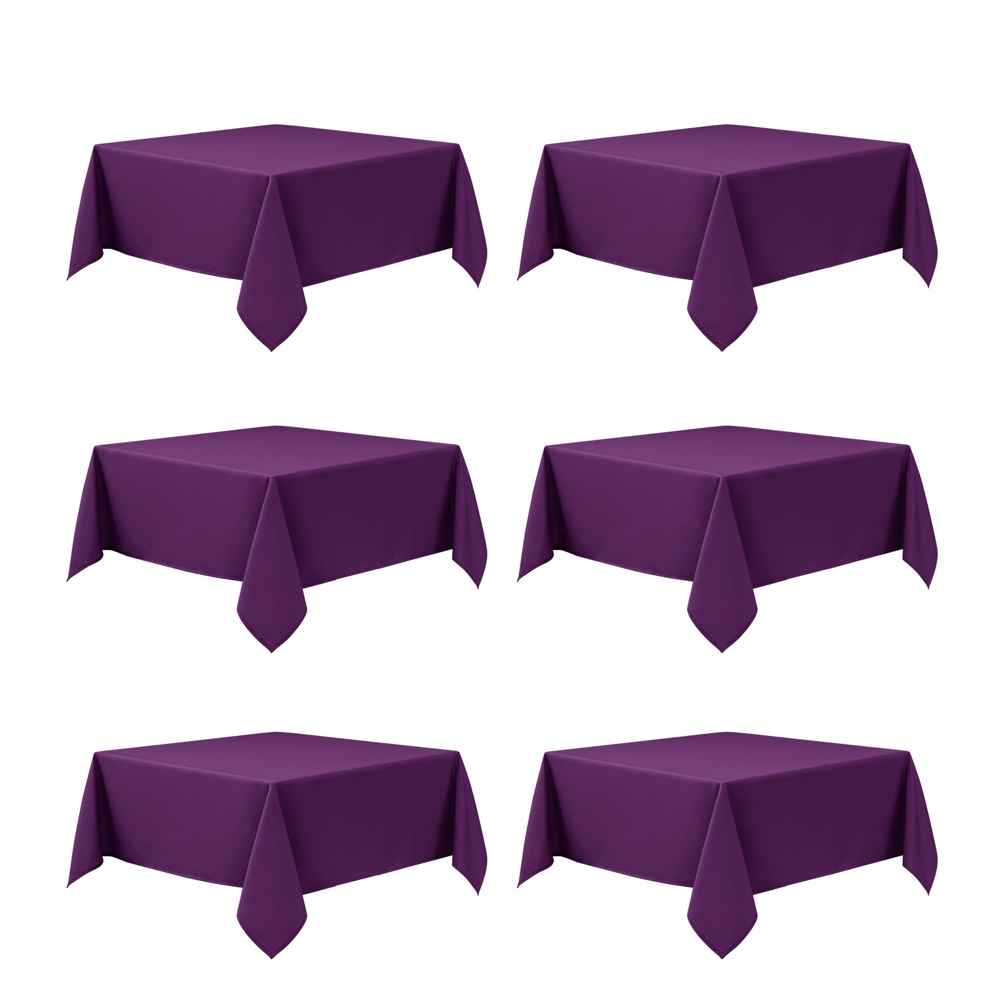 6-Pack Purple Tablecloths for Square Tables, 70 x 70 Inches