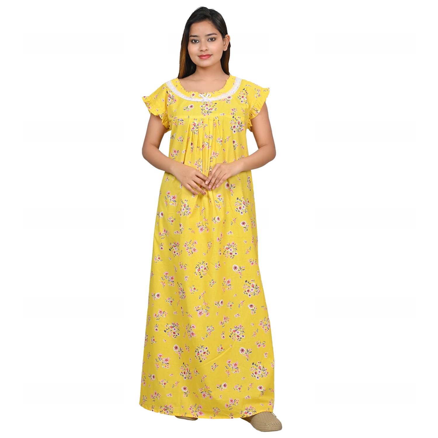 Cotton White Base Woman Nightwear and Nightgown-image-20
