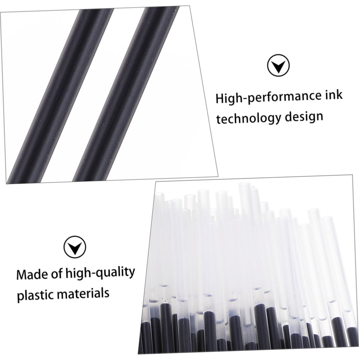 SHINEOFI Recargas de Bolígrafo de 0,5 Mm 200 Unidades Tinta Negra Plástico Transparente para Oficina y Estudio