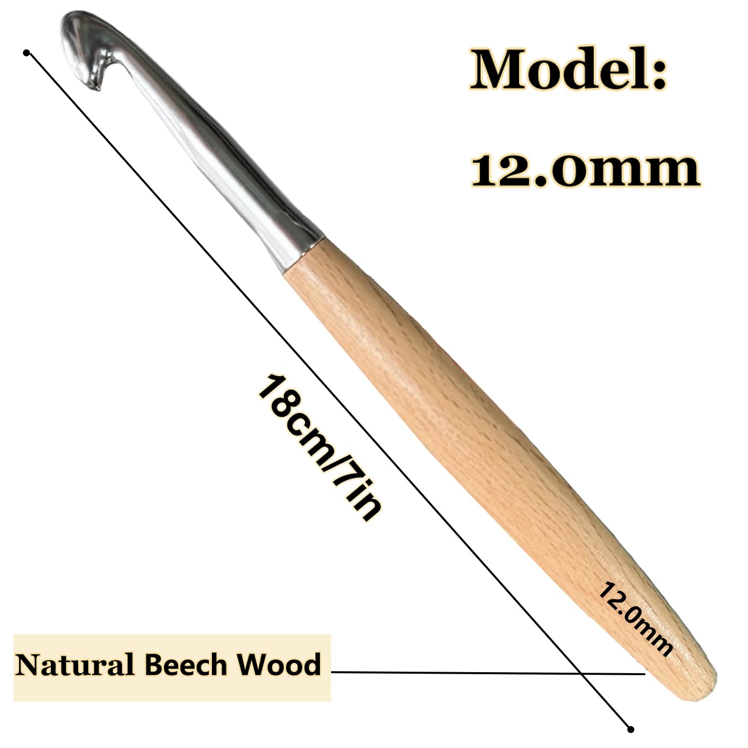 Beech Wood Crochet Hooks,12mm Ergonomic Handle Crochet Hook Hand DIY Comfortable Smooth Long? Crochet Needle for Crocheting Yarn and Beginners,Experienced Crochet Lovers