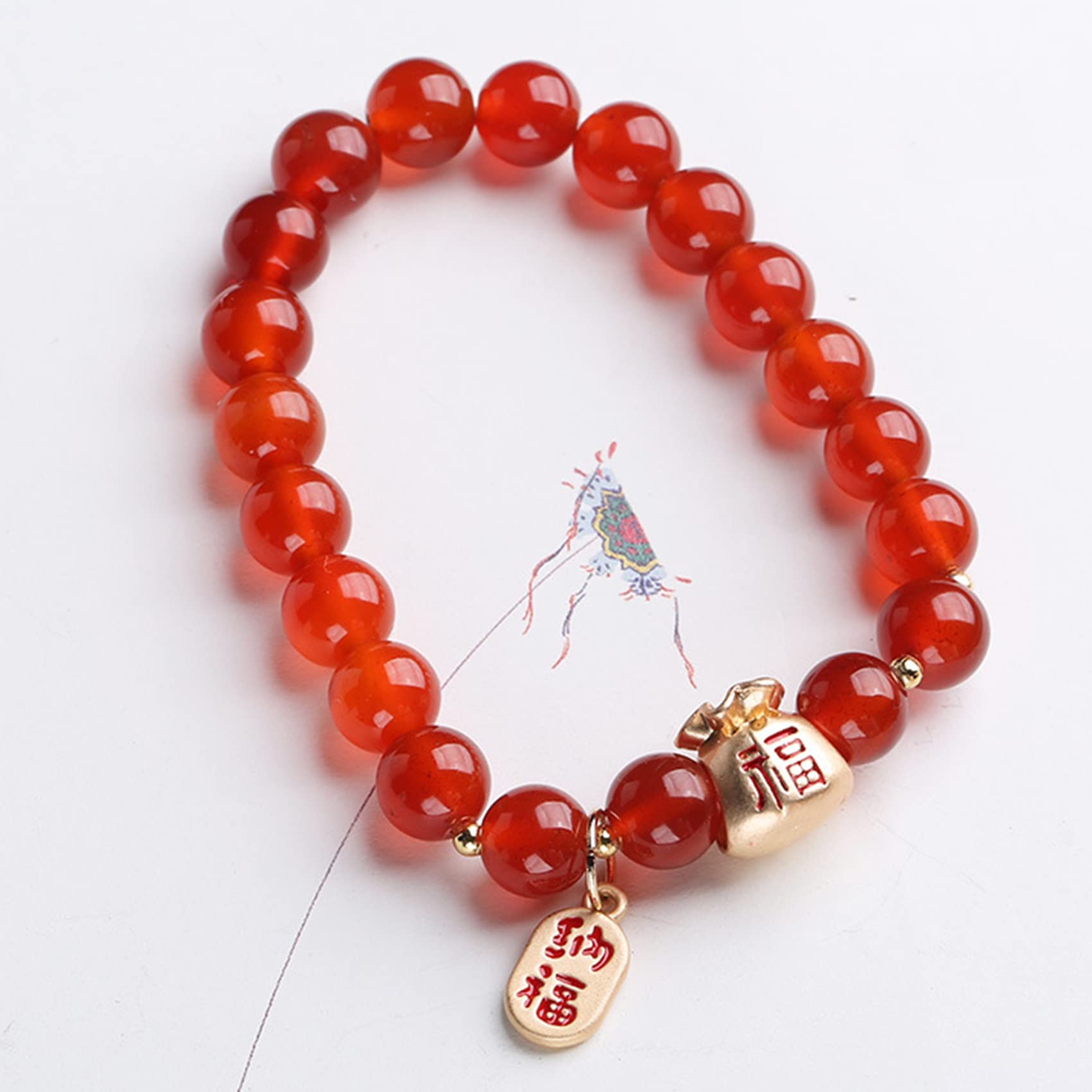 Naturalna bransoletka z kamienia szlachetnego, Bransoletka Bransoletka Torba Wisiant Bransoleta Kryształowa duchowa bransoletka Amulet Szczęśliwy Totem