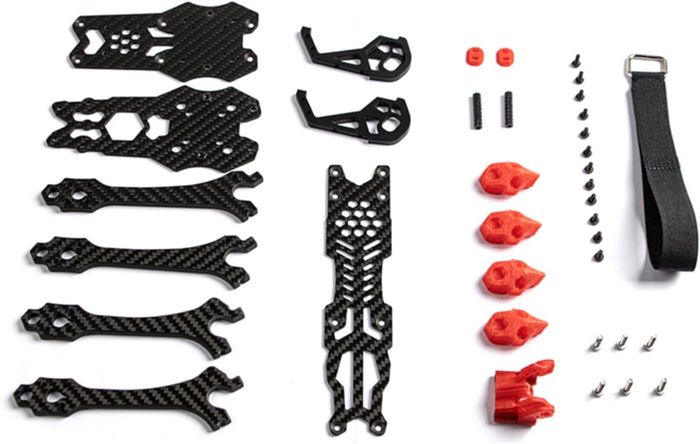 JeeFly 225mm FPV Drone Frame Carbon Fiber 5 inch Quadcopter Freestyle Frame Kit Lightweight X-Class Racing Chassis with Battery Strap (Drone Frame with 3D prints)