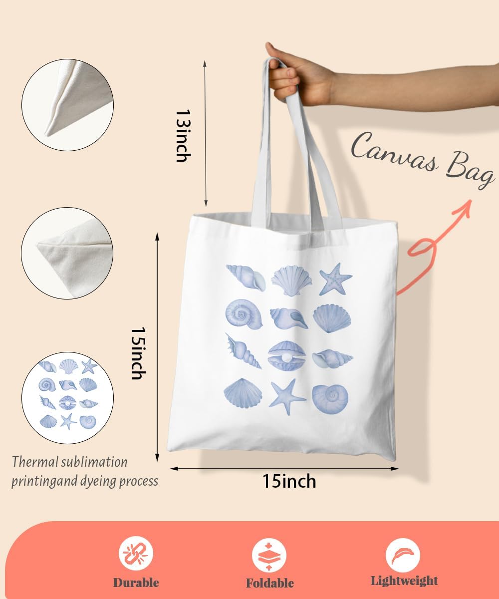 Beach Summer Canvas Tote Bag for Women Teen Girls Gifts Cute Small Travel Work Tote Bags Reusable Grocery Bags