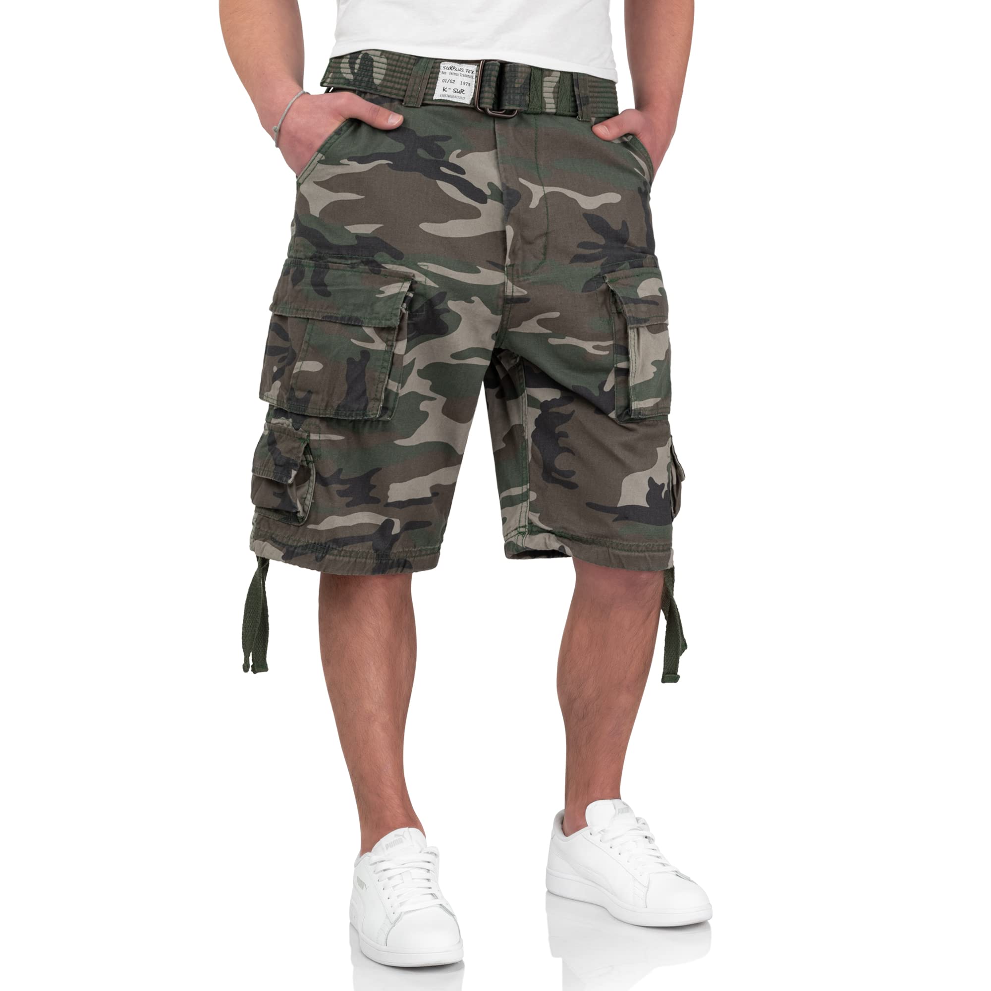 Surplus Raw Vintage Division Mens Cargo Shorts, Woodland, 5XL