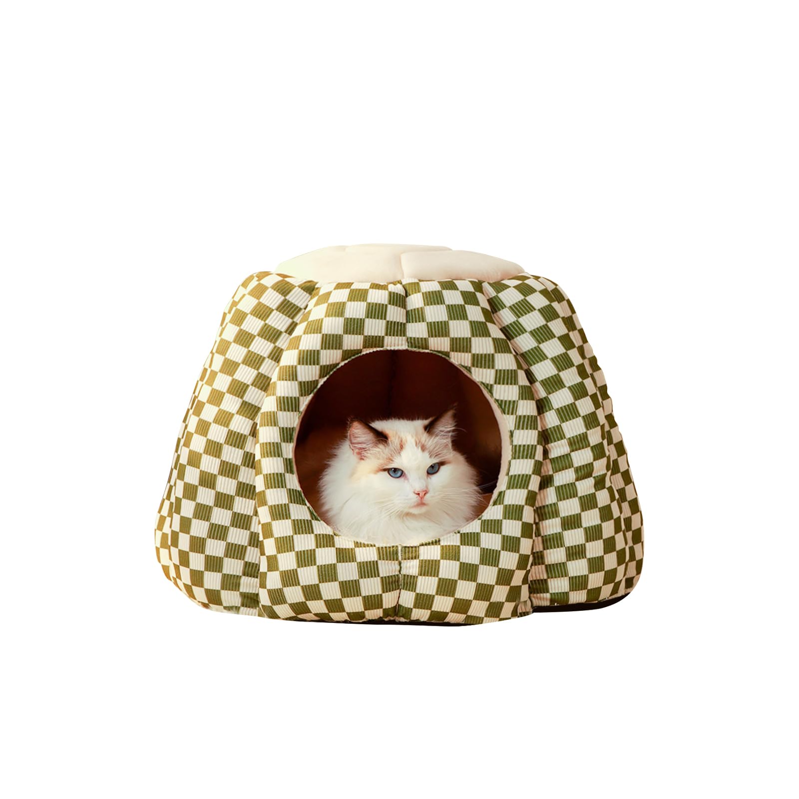 Galatée Lit pour Chat, Tente Igloo pour Chat, Lit Confortable pour Animaux De Compagnie pour Petits Chiens Et Chats, Lit Doux en Peluche pour Chat, Maison De Tente pour Chien Lavable(S, Vert)