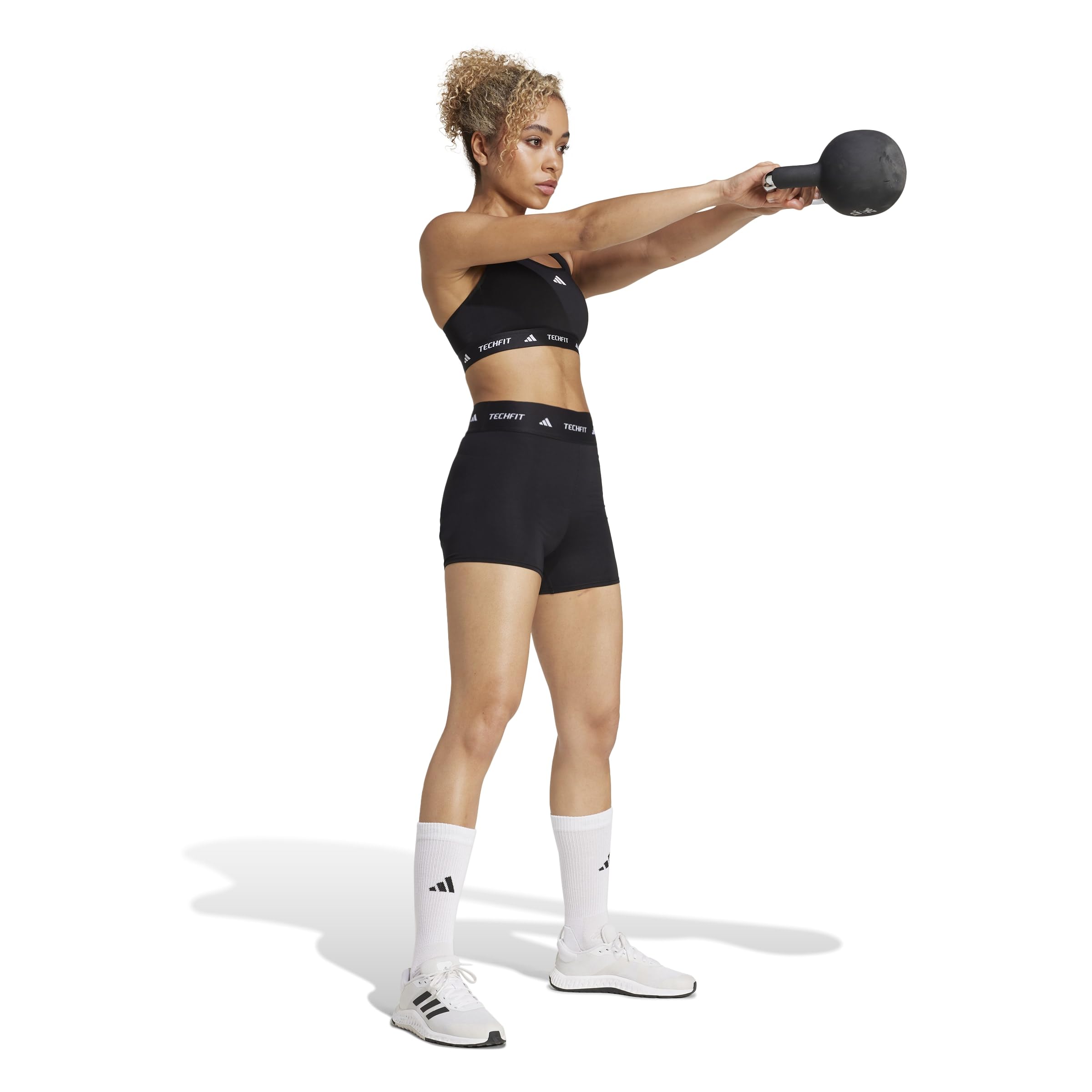 adidas Femme Techfit Stay In Play Short Leggings Tights, Black, S 4 inch