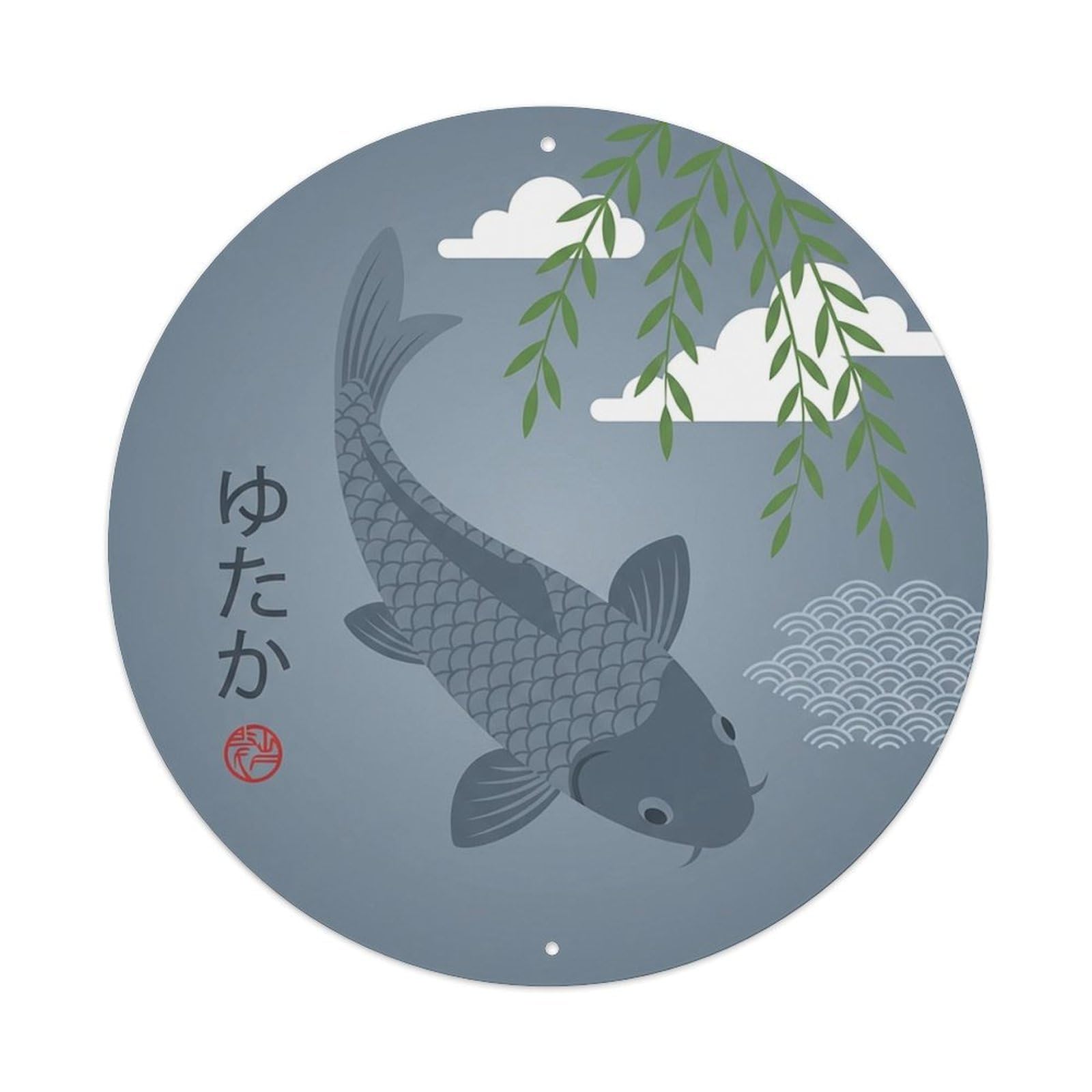 Vintage Koi Fish Japanese Slate Timeless Vintage Metal Tin Sign Plaque Wall Decor for Cafe, Club Bar, Office, Garden Metal Poster 8x8Inch