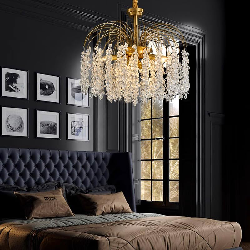 Suspension plafonnier doré design 45cm éclairage salon chic moderne - 7