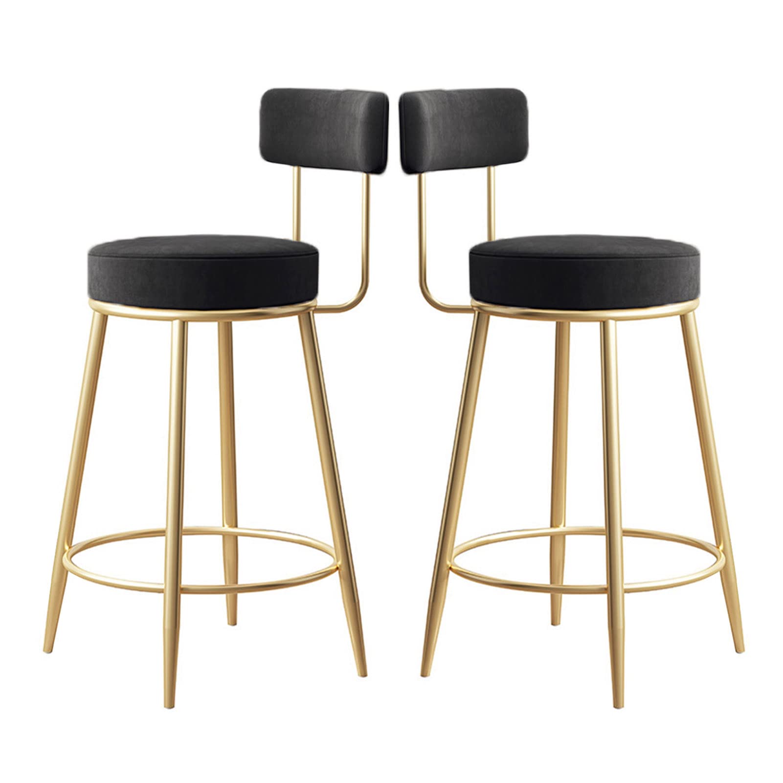 Tabourets de bar en velours (lot de 2) avec dossier confort pour comptoir de cuisine