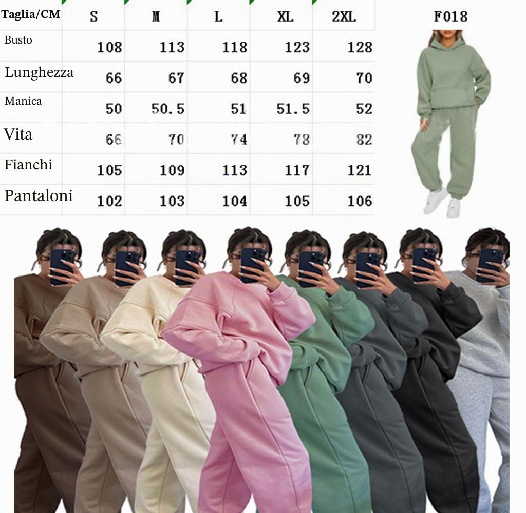 Earnmore Tuta da donna per il tempo libero con cappuccio, set tuta da jogging da donna, tuta elegante per il tempo libero,felpa con cappuccio a maniche lunghe, tuta da donna per il tempo libero