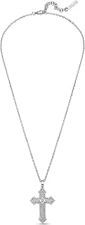 Police Stoneset Stainless Steel Cross with P Logo Pendant Necklace for Men - PEAGN0036501 Price In India