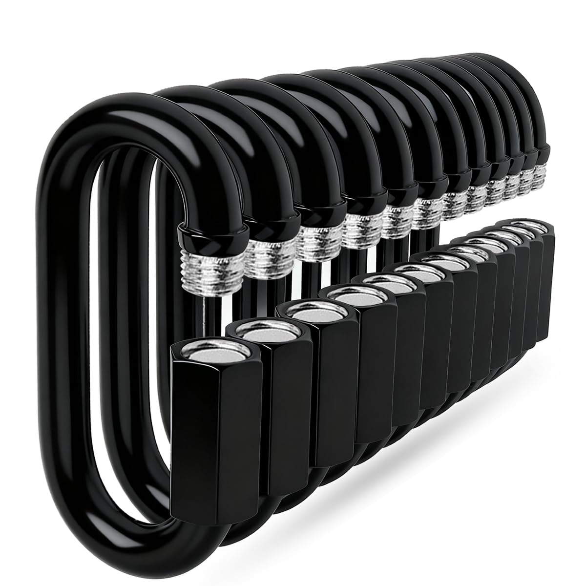 Connecteur de chaîne noir très résistant, clips ovales à vis avec revêtement antirouille pour une utilisation sûre en extérieur et en intérieur en camping, hamacs, salle de sport (M5 (5 cm