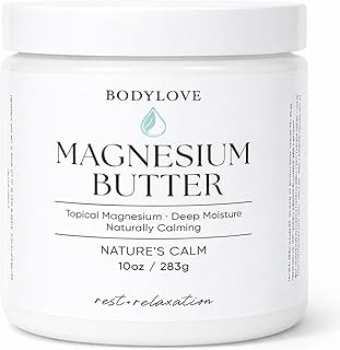 BodyLove Magnesium Butter, Calming & Soothing Topical Magnesium lotion, with Shea, Mango & Cocoa Butter, Deep Moisture & Skin Comfort, Smooth & Non-Greasy Feel, 10 oz (1)