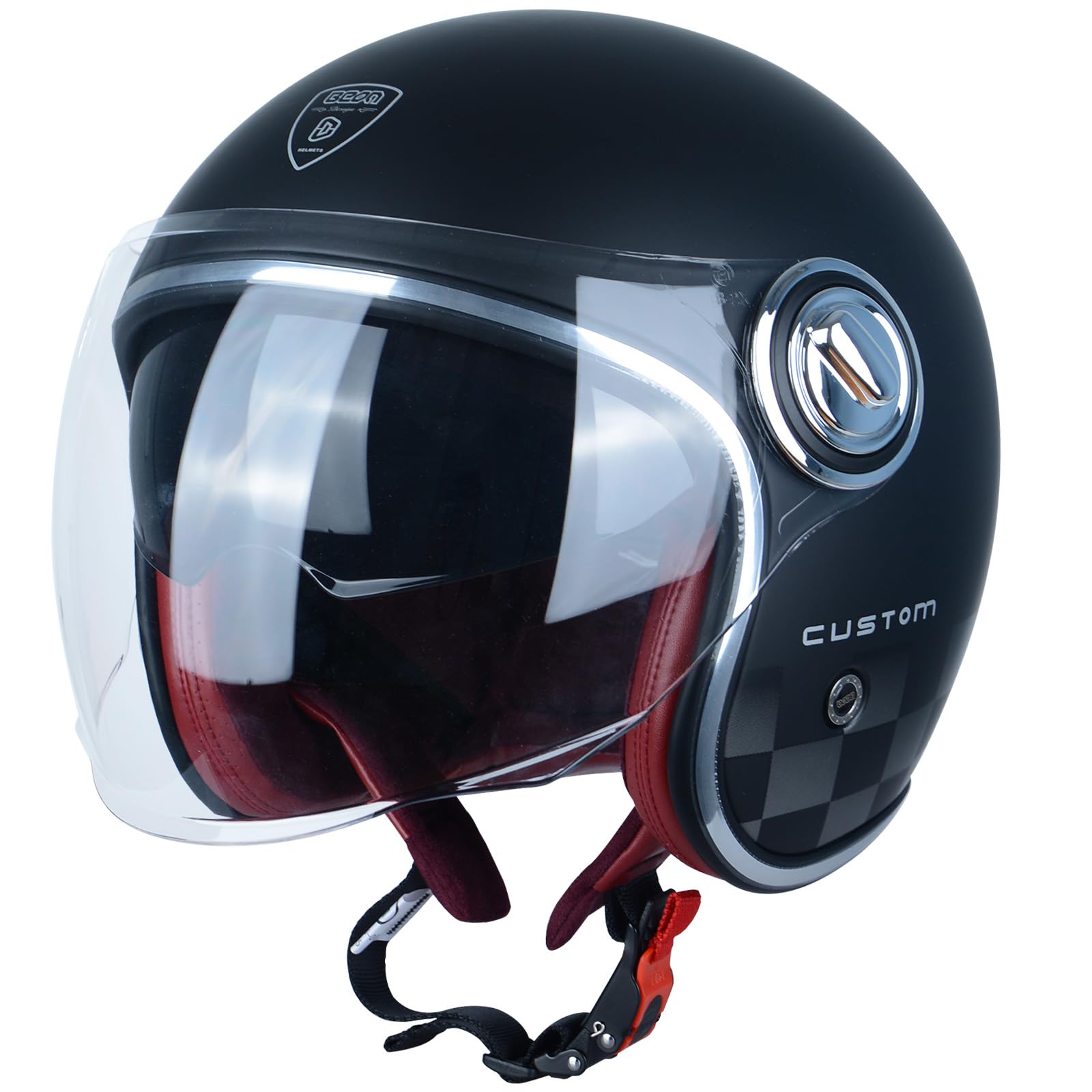 Open Face Motorcycle Helmet for Adults, DOT Approved,Moped 3/4 Half Vespa Vintage Helmet with Dual Visors for Men and Women