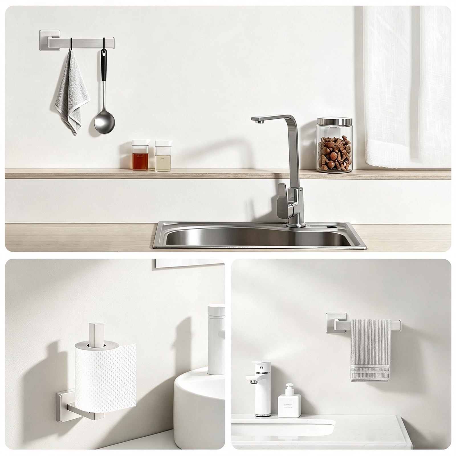 NearMoon Bath Square Toilet Paper Holder, Premium SUS304 Stainless Steel Rustproof Wall Mounted Toilet Roll Holder for Bathroom, Kitchen, Washroom (Brushed Nickel) — Amazon image 5