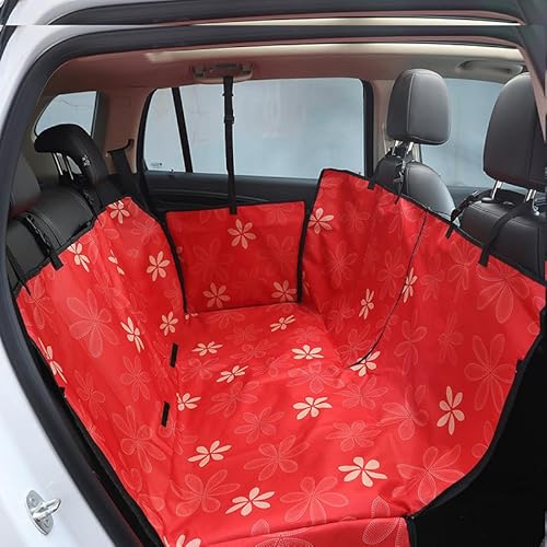 ペット用カーシート 車用ペットシート 犬 猫 折り畳み式 トランクマット 後部座席 カーマット 車載カバー 超大 飛び出し防止フック付き 取り付け簡単 防水 耐摩 汚れ防止 滑り止め 全車種対応 車載カバー 超大 ヒマワリ(レッド)