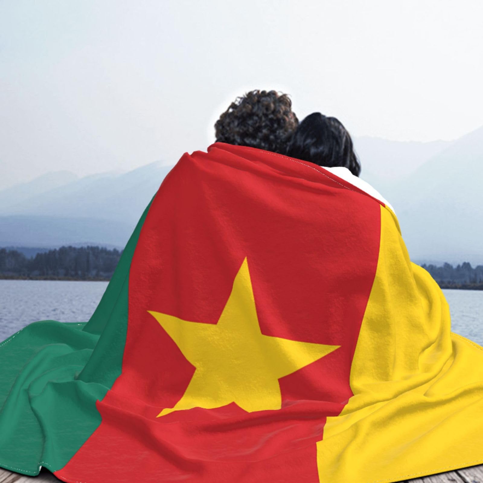 Manta de viaje portátil de 80 x 60 pulgadas, suave, resistente a las arrugas, plegable, exquisita bandera de Camerún