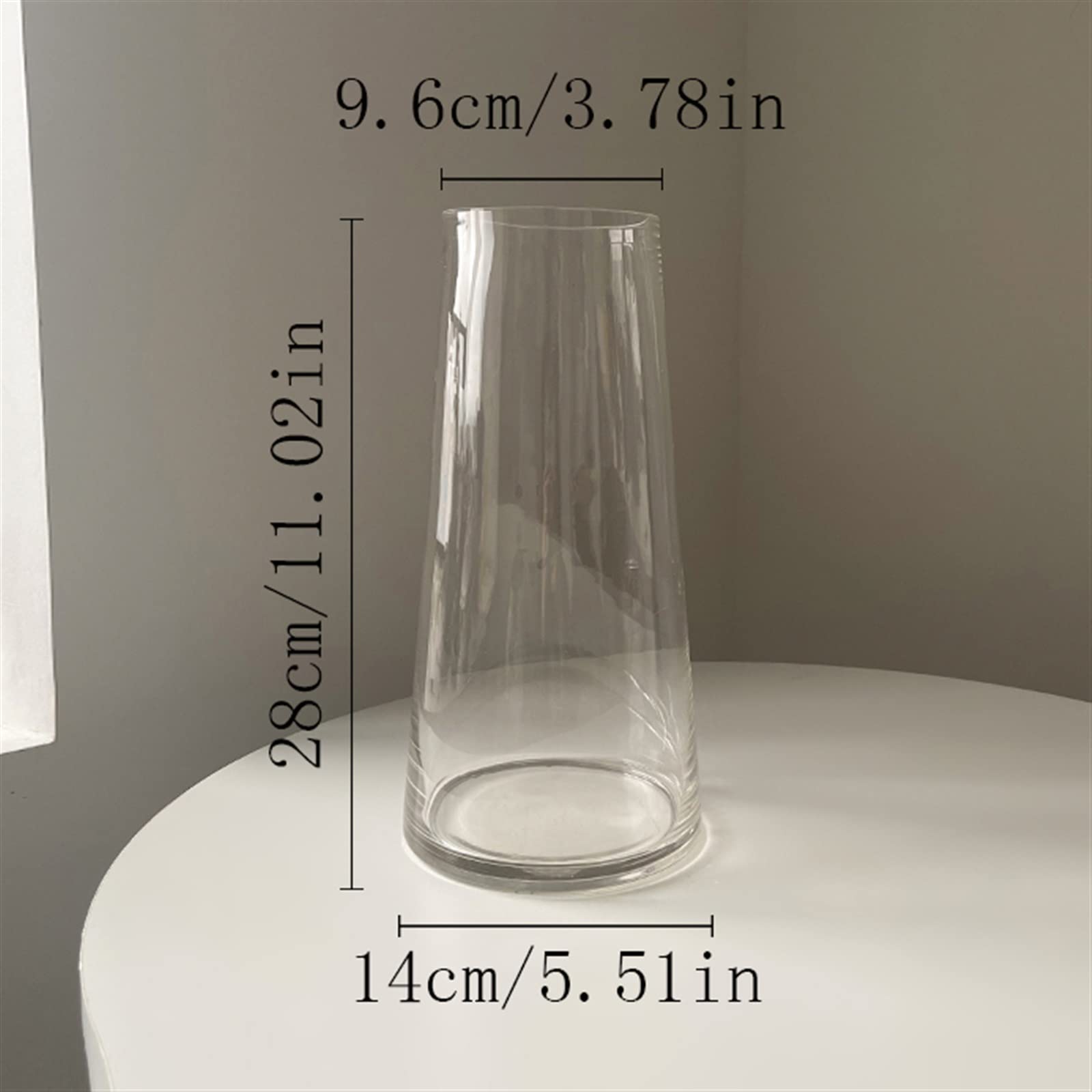 Jarrón Florero pequeño de Cristal Transparente, decoración, arreglo Floral Sencillo for Sala Estar, florero seco Alimentado con Agua Florero(Negro,Grande)