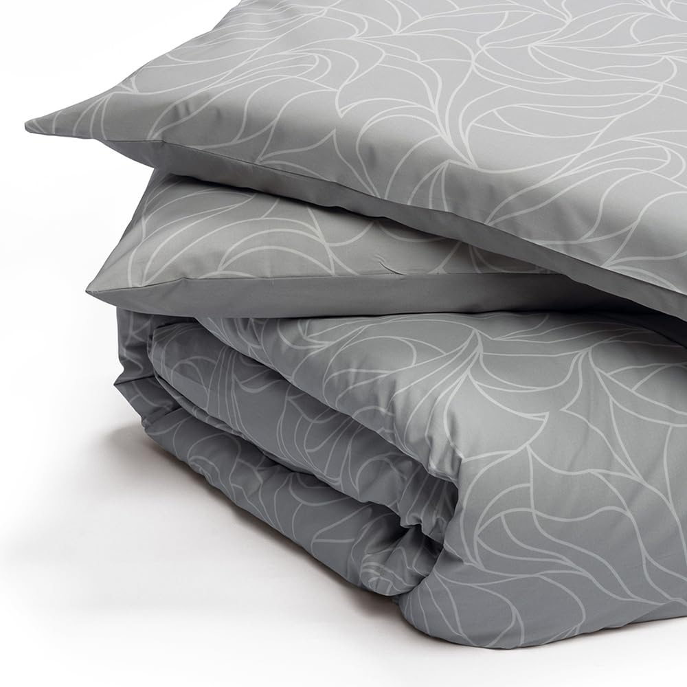 Foppapedretti Notte & Natura Double Bed Duvet Cover with 2 Pillowcases; Pearl Wave 100% Cotton, Made in Italy - Image 2