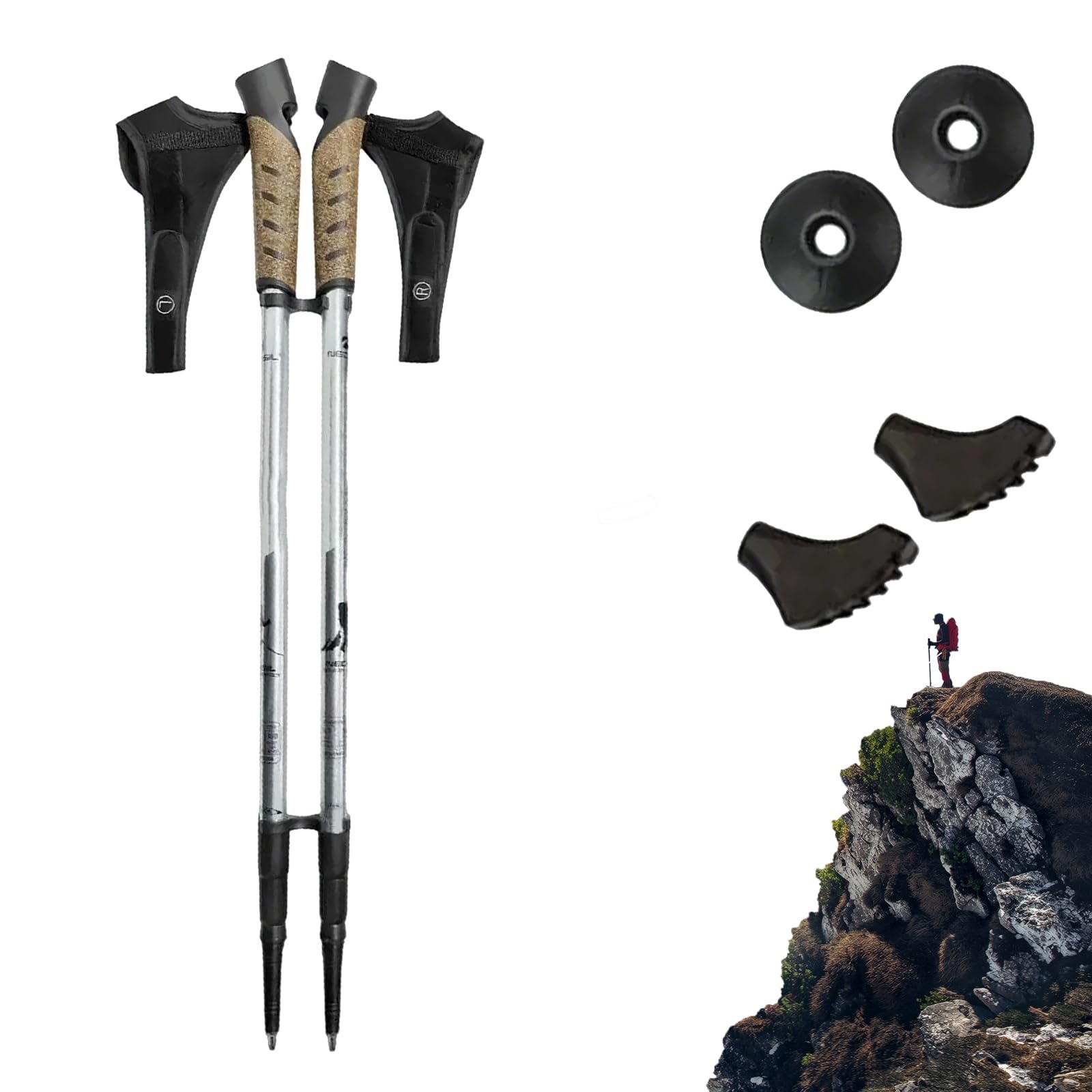 1 para lekkich aluminiowych kijków do nordic walkingu, składane, regulowane, ergonomiczne, idealne na wędrówki.