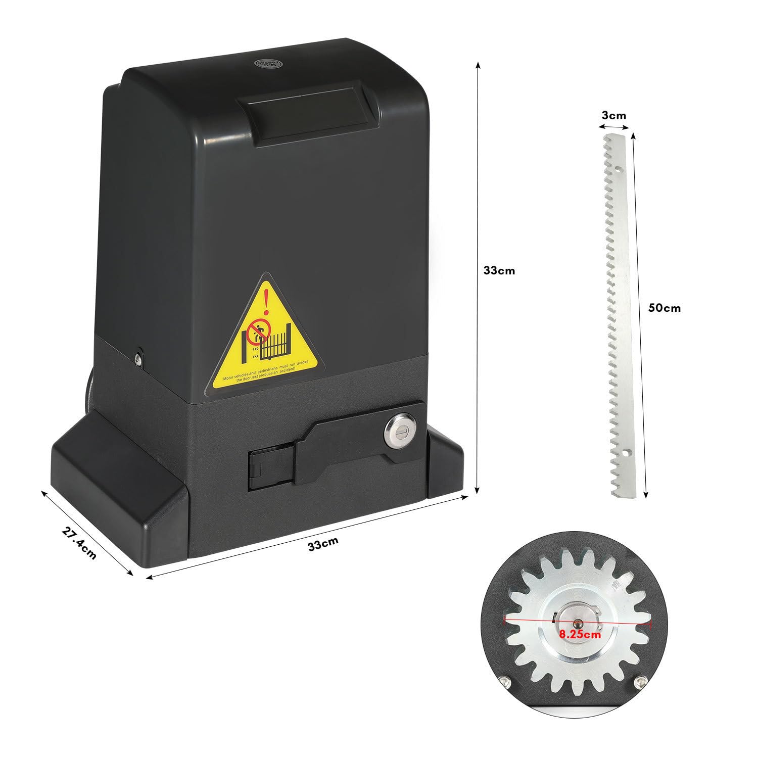Actionneur de porte coulissante - 280 W - 600 kg - Avec télécommandes et fonction de fermeture automatique - Entraînement automatique de portail à battants - Noir