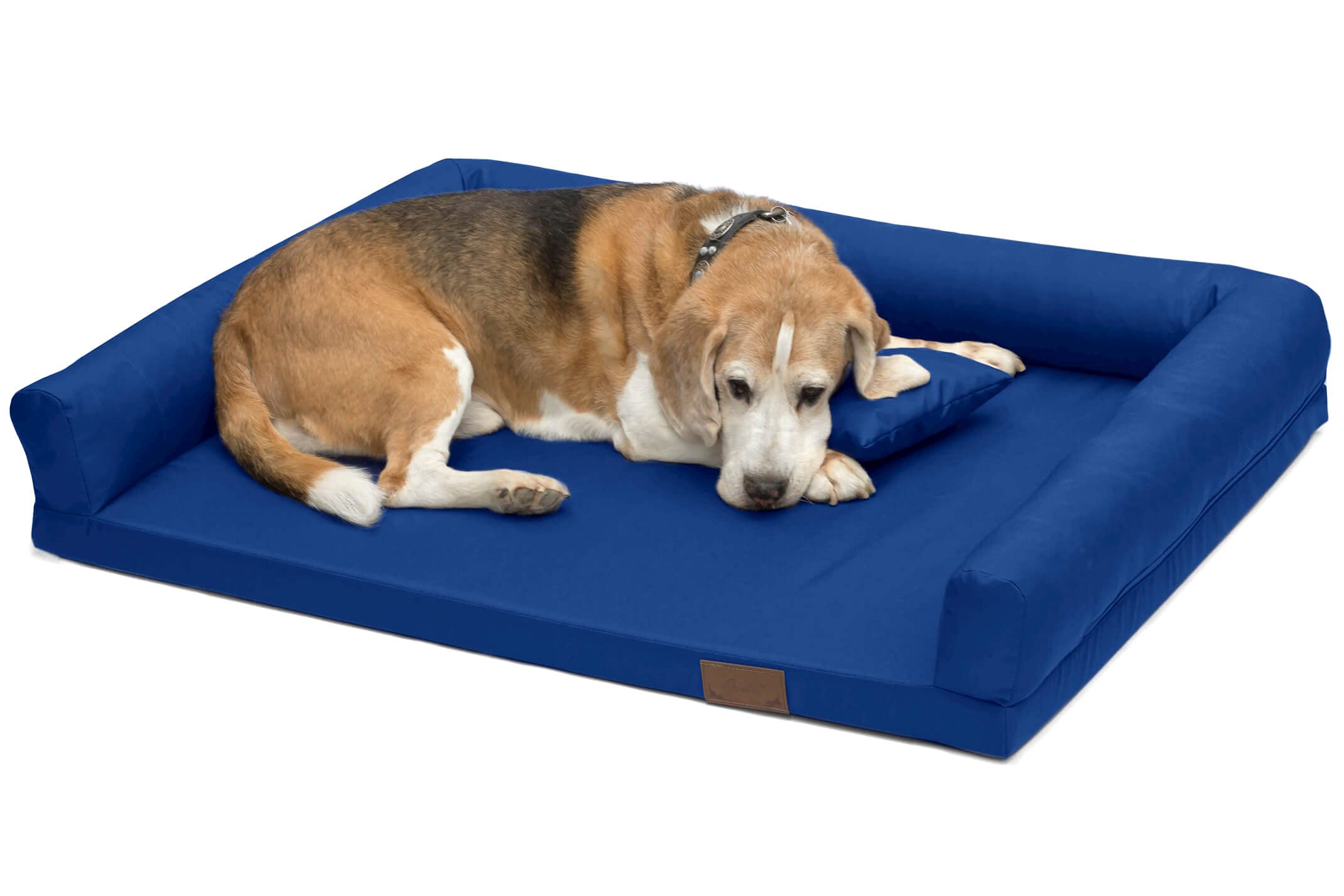 Juelle Cama Ortopédica para Perros Grandes, Colchón Ergonómico con Laterales para Perros Grandes, Funda Extraíble, Lavable a máquina, Lucky 2XL (Tamaño: L - 120 x 90 cm, Zafiro)