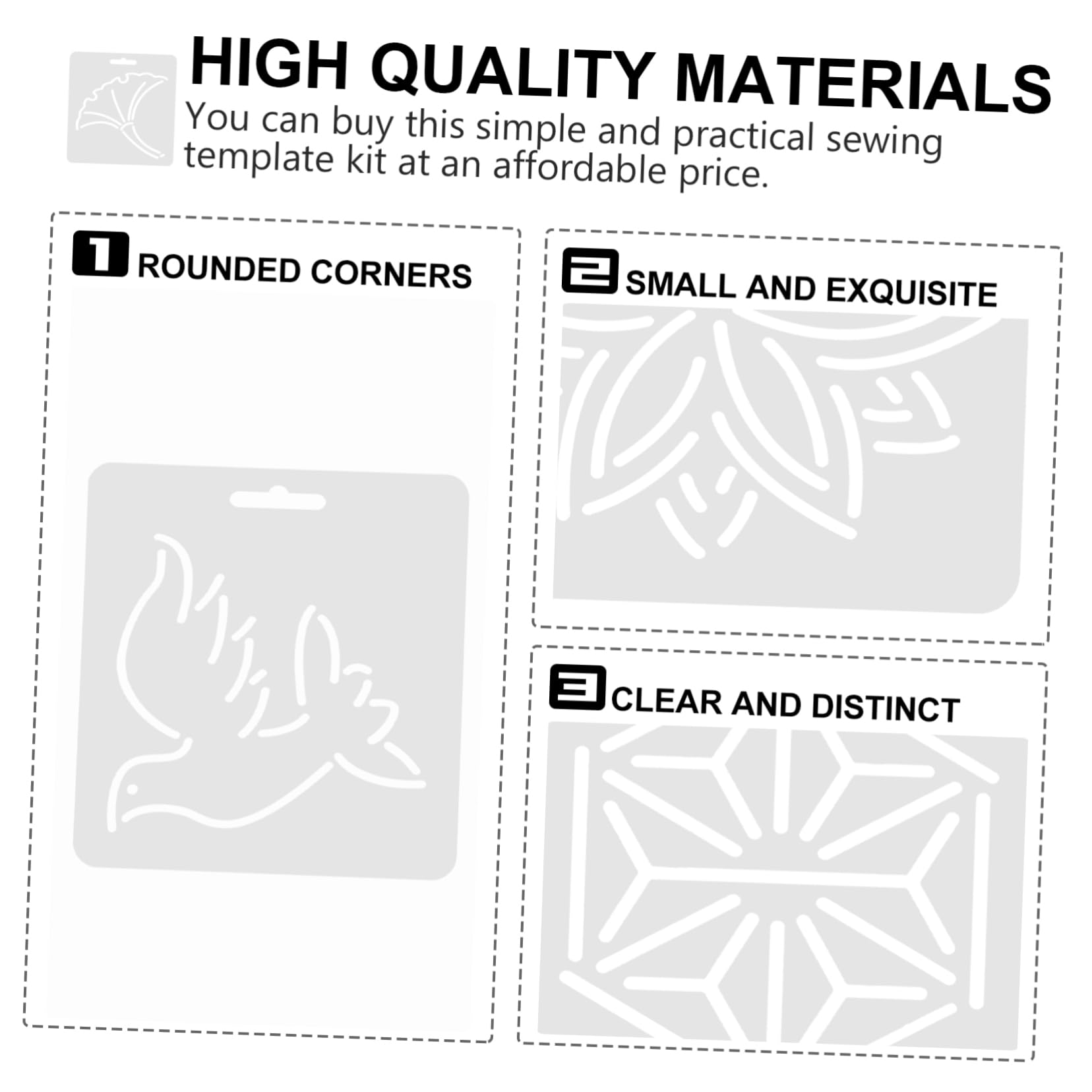 Righello Multifunzione in Acrilico per Ricamo, Set 8 Pezzi | Template per Cucito Fai-da-te, Strumenti per Patchwork e Quilting, Formato Pratico per Lavorazioni Multiple
