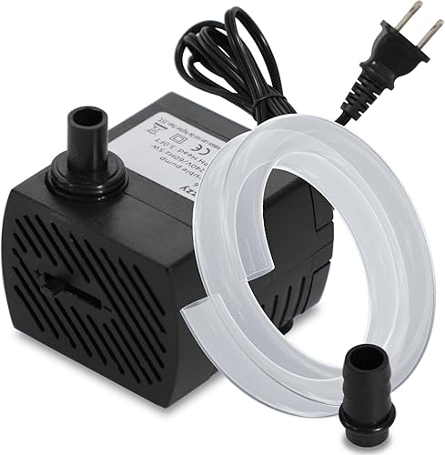 Bomba de agua sumergible pequeña de 95 GPH 5W con tubo de 2.6 pies para fuente, mini bomba de fuente para acuario, pecera, estanque, fuente de mesa
