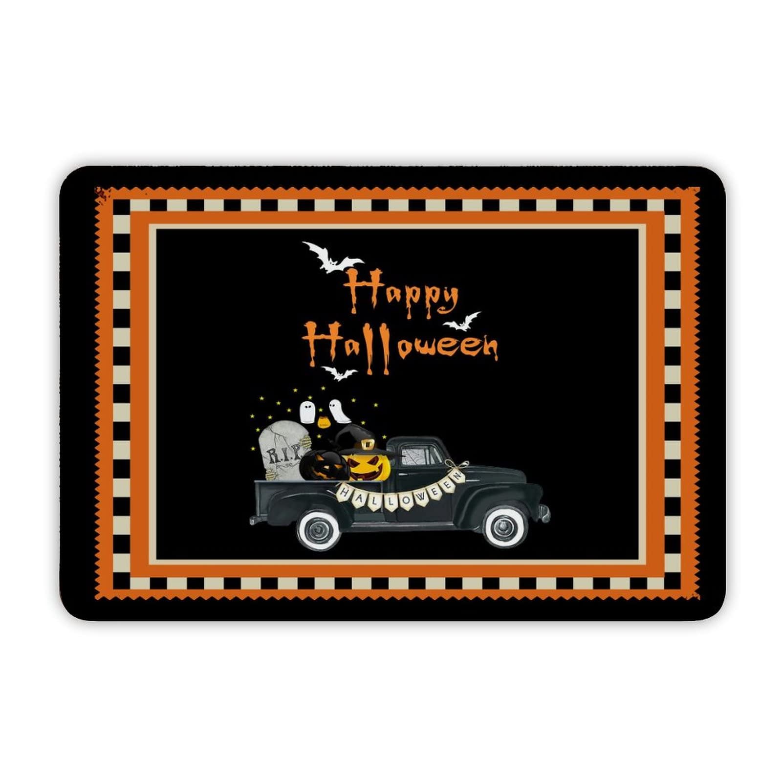 ENEDNATE Happy Halloween R.I.P Truck Pumpkin Ghost Bats Vintage Man Cave Metal Sign 8"x12" Decorative Aluminum Tin Sign for Indoor Outdoor Kitchen Bar Restaurant Cafe Pub Wall Art Decor Poster