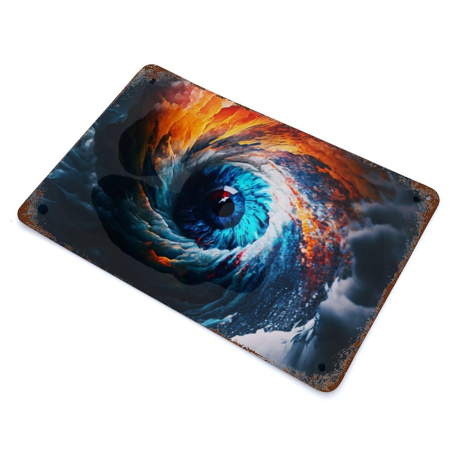 Eye of The Storm 11.8"x7.9" Vintage Rust Metal Sign, Shabby Chic Decor for Garage, Bar And Workshop Decor