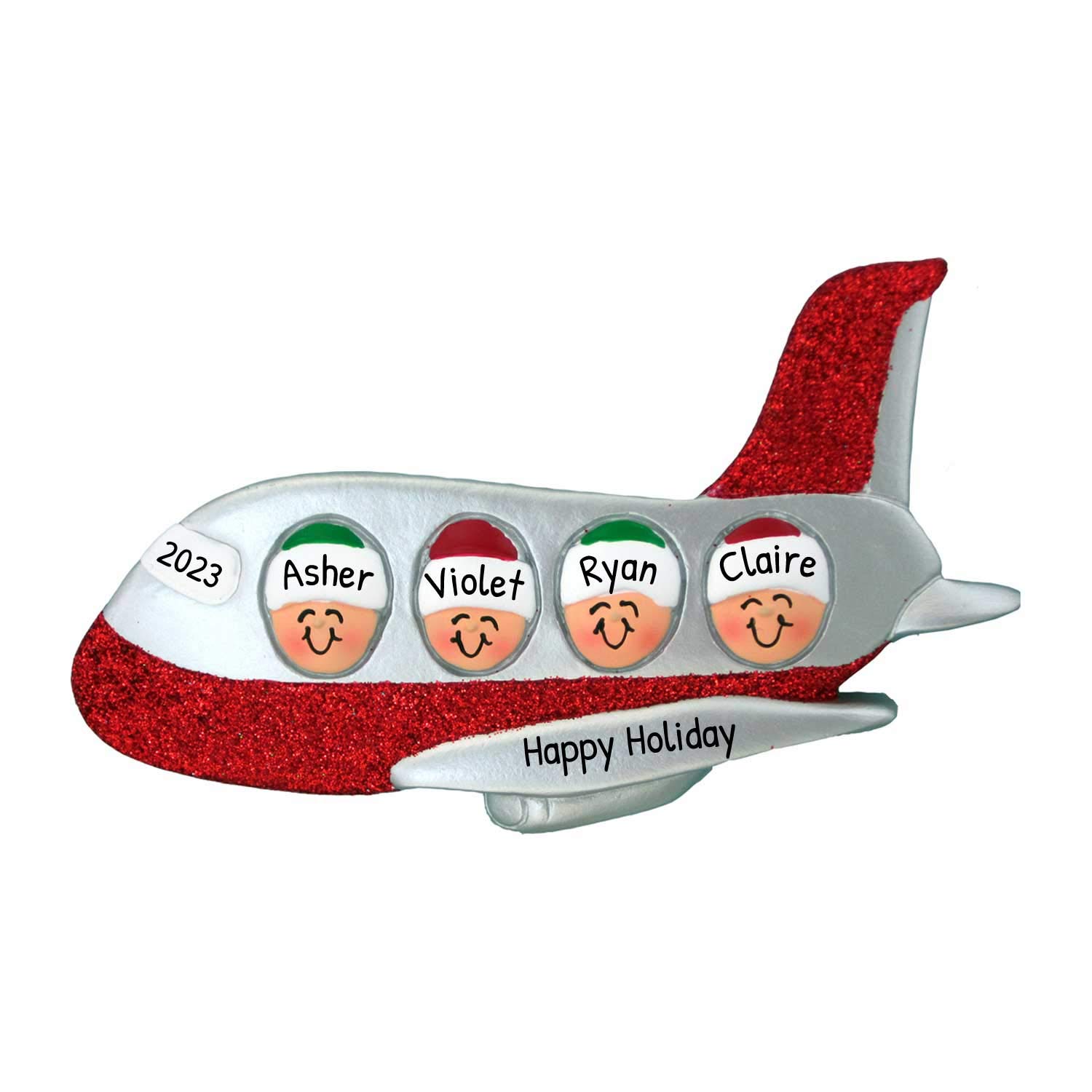 Personalized Family Christmas Ornament - Custom Ornament Family of 4 Christmas Ornament 2024 Customized Family of 4 Airplane Ornament Travel Theme Christmas Ornament Family Ornament for Christmas Tree