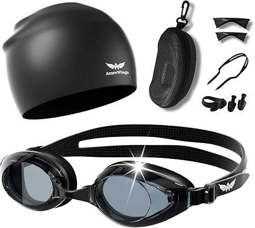 Gafas de natación 6 en 1 para hombres y mujeres, gafas de natación antivaho y UV, sin fugas, ajuste cómodo, gafas HD para adultos
