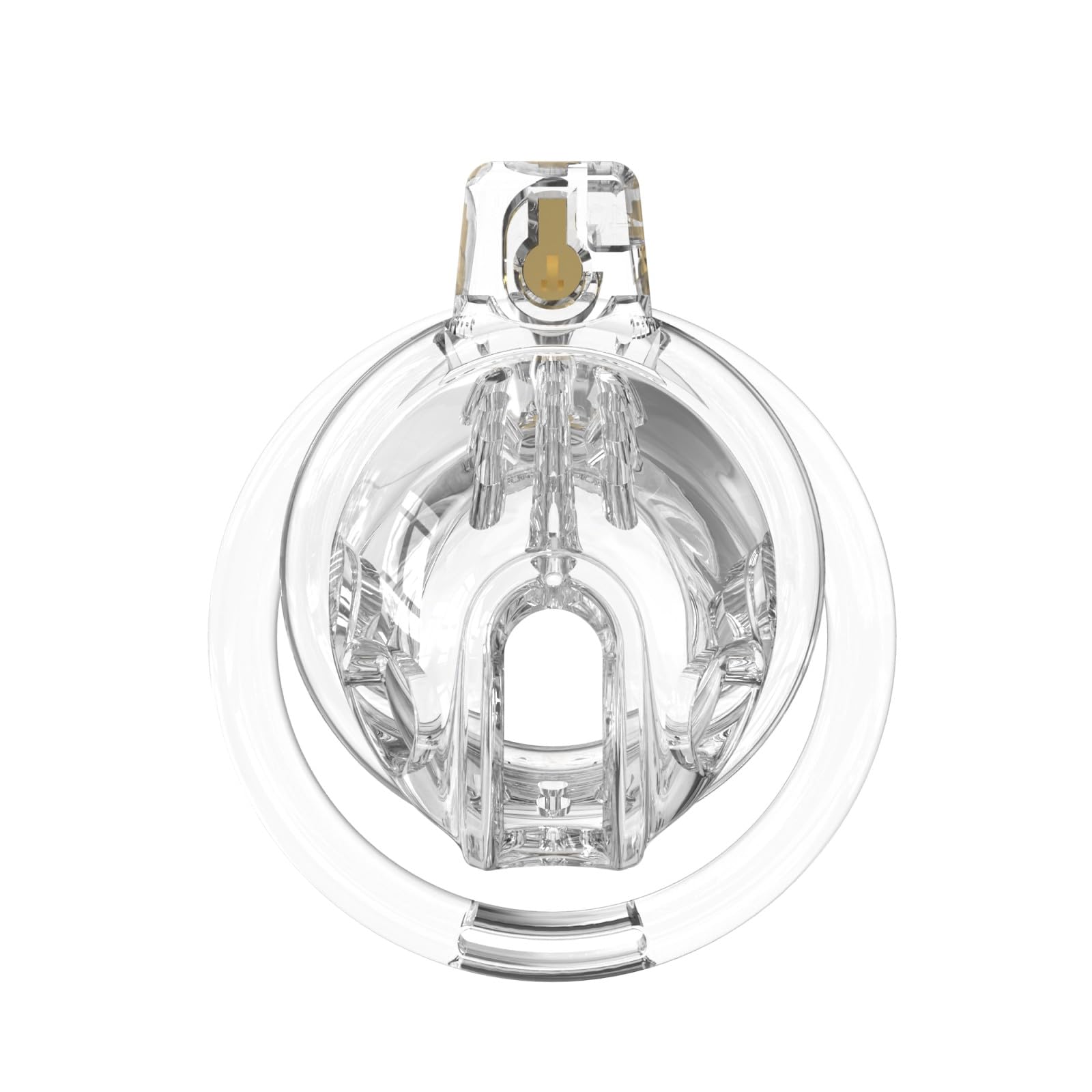 Cage de Chasteté en Silicone Chastity Cage avec 6 Anneaux de Tailles Différentes Sex Toýs Homme Cage à Pénis avec Cathéter et Serrure Cage Chastetée pour Immobiliser le Pénis (Transparent,S)