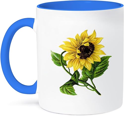 3dRose mug_60502_6 - Taza de dos tonos, diseño de girasol, color azul, 11 onzas, multicolor