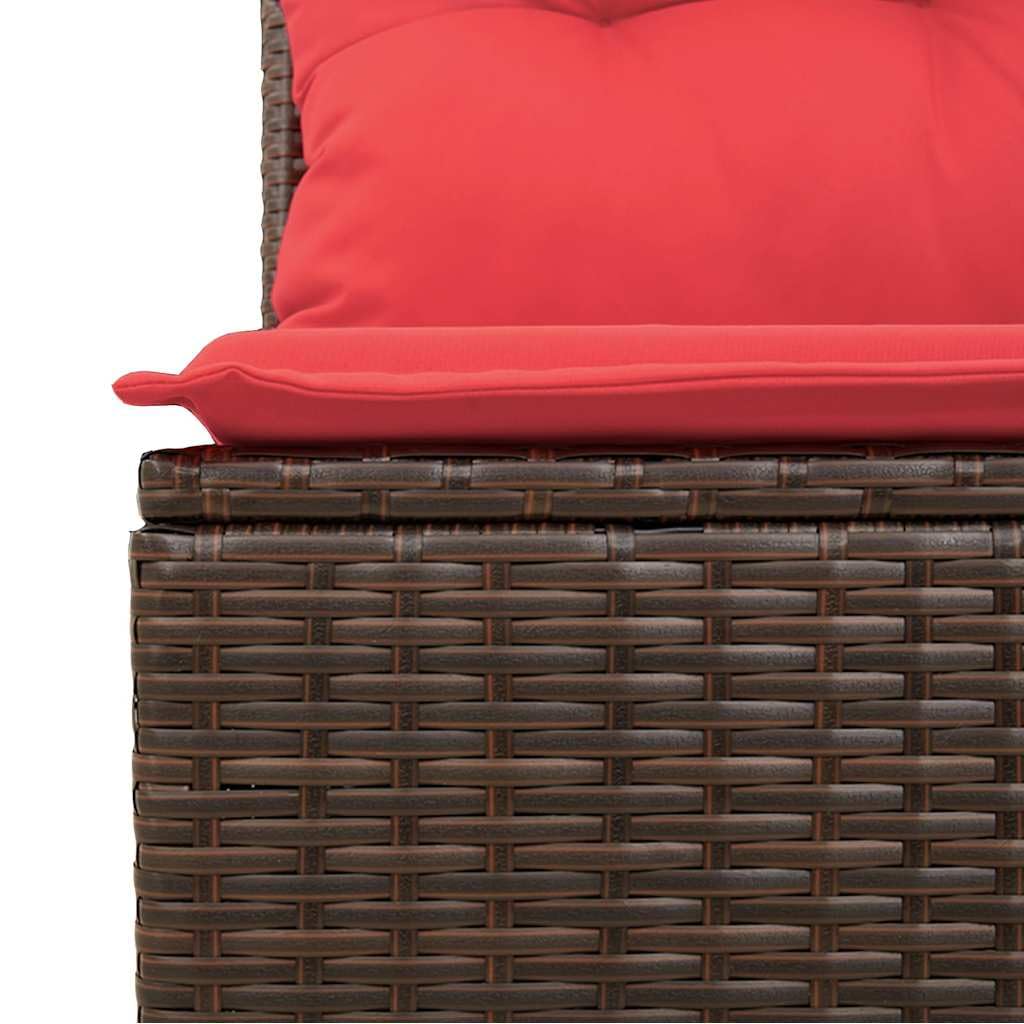 Set di 7 divani da giardino con cuscini marroni, set modulare per terrazza, balcone, giardino d'inverno, in polyrattan resistente alle intemperie, comodo cuscino da seduta, design flessibile