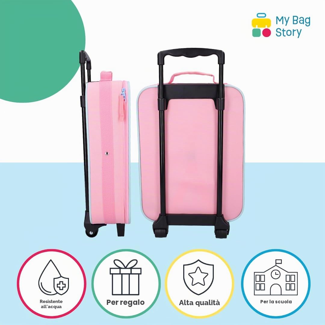 mybagstory - Valigia Hello Kitty – Valigia Trolley Bambino 42 cm – Bagaglio Cabina leggero con ruote – Rosa