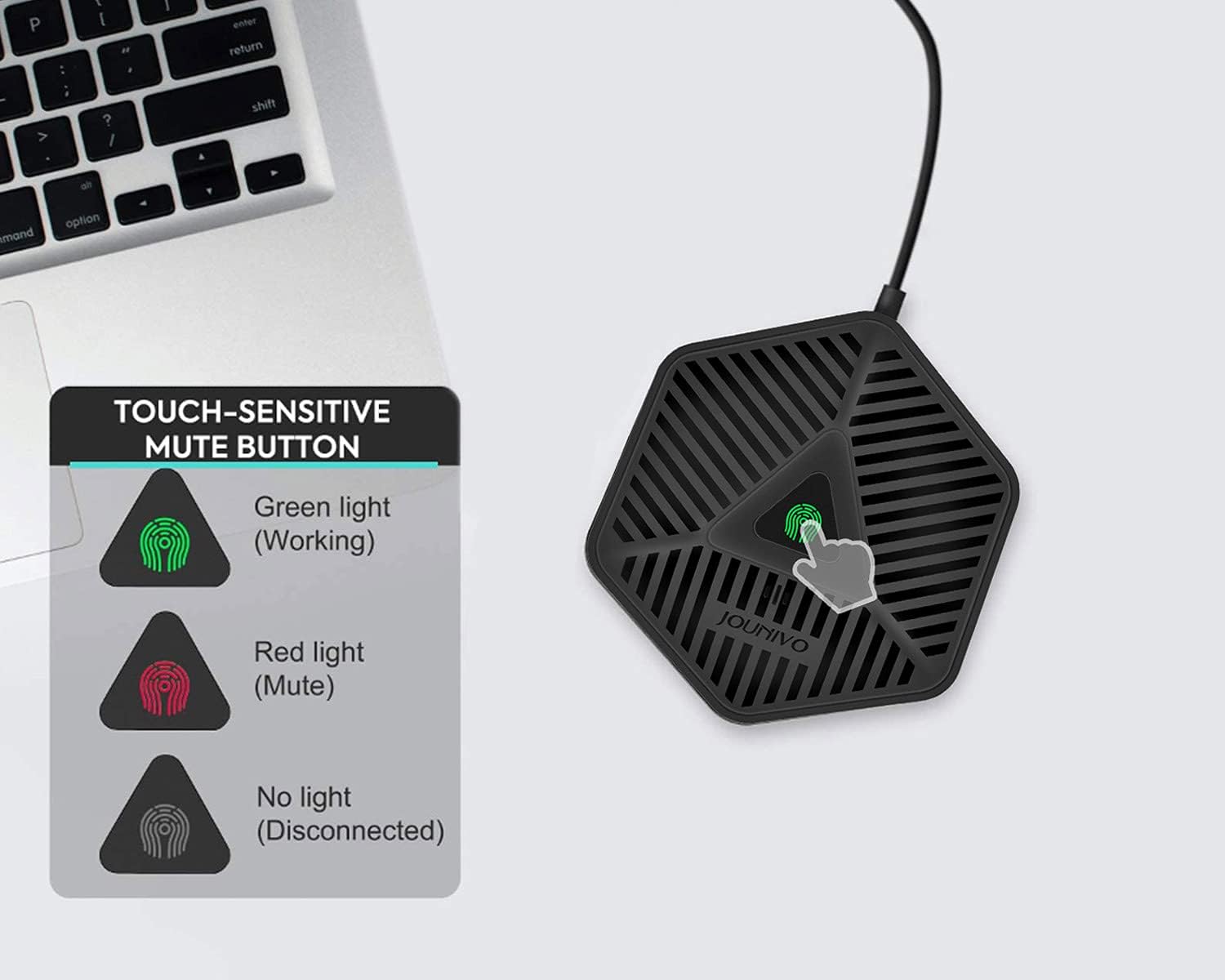 JOUNIVO Conference USB Microphone, 360° Omnidirectional Computer Mic with Mute Button for Video Conference, Recording, Skype, Online Class, Plug & Play Compatible with Windows/macOS/PC/Laptop(JV808) - Image 3