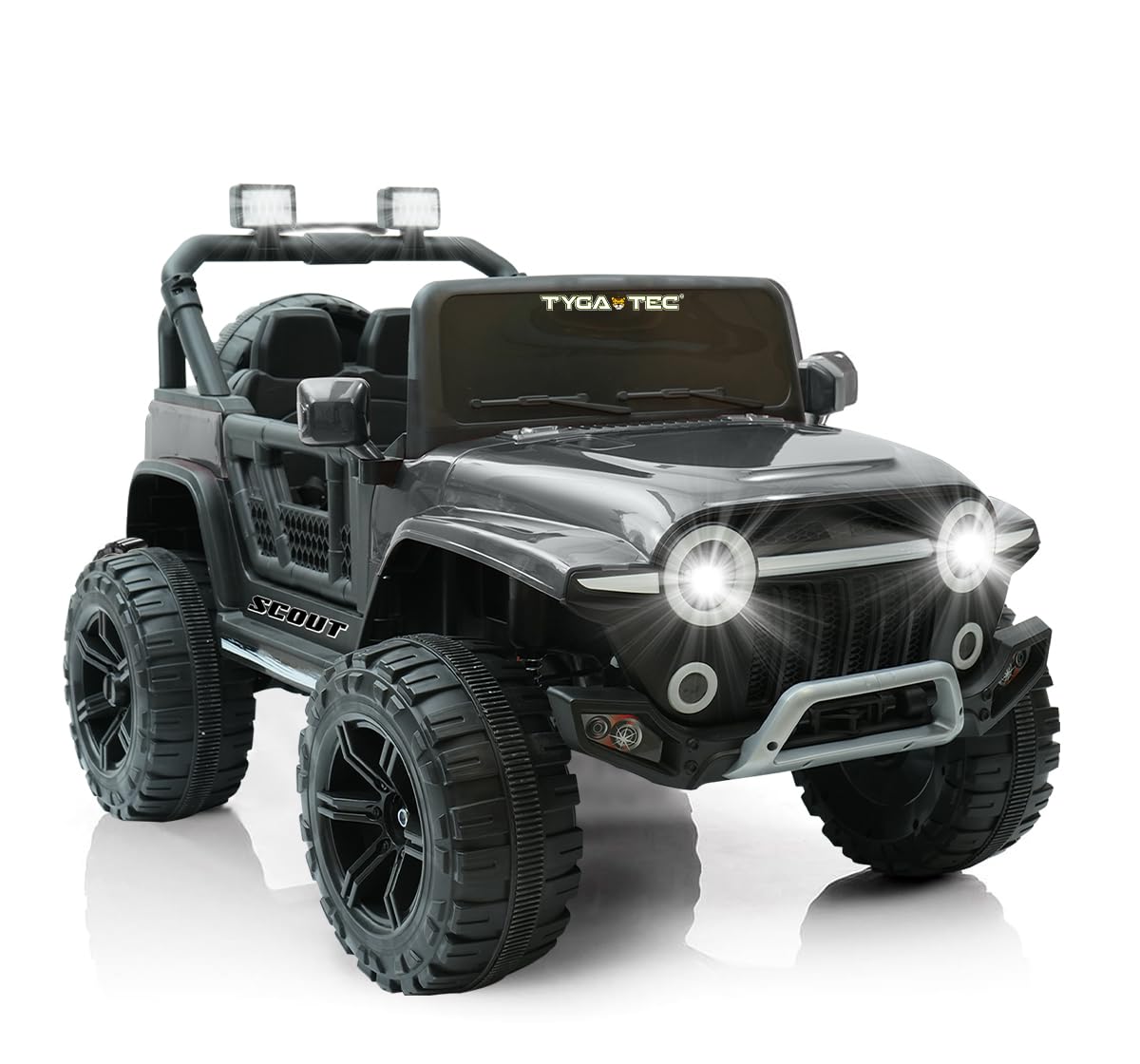 TYGATEC Rechargeable Battery Ride-On Car for Kids - Electric Ground Force Jeep with Music, Bluetooth, Multi Steering Wheel, LED Brake Light, Seatbelt, and Doors Cars Boys & Girls Ages 2-8 (B0CMZN9V62) Amazon Price History, Amazon Price Tracker