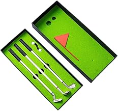 Golfoy Basics Mini Desktop Golf Club Pen Gift Set, 3 Golf Clubs Pens with Balls and Flag, Golf Gift Accessory