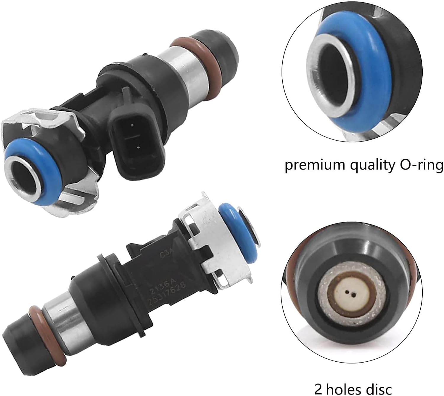Car Fuel Injector Compatible with Chevy Silverado Suburban Tahoe Sierra 1500 2500 3500 Yukon Escalade &more 2000 2001 2002 2003 2004 2005 2006 2007, 2 Holes 4.8L 5.3L 6.0L 25317628 17113698