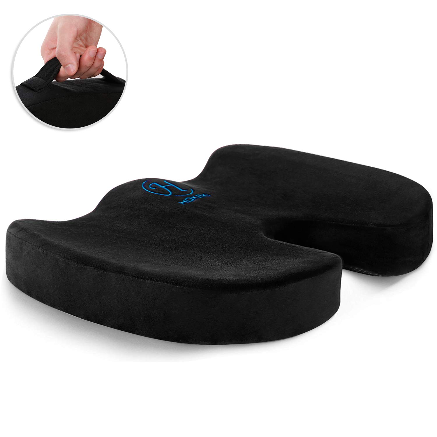 HOKEKI Seat Cushion Memory Foam Coccyx Cushion Designed for Back, Hip, and Tailbone Pain - for Office Chair,Car Seat, Wheelchair (Black)