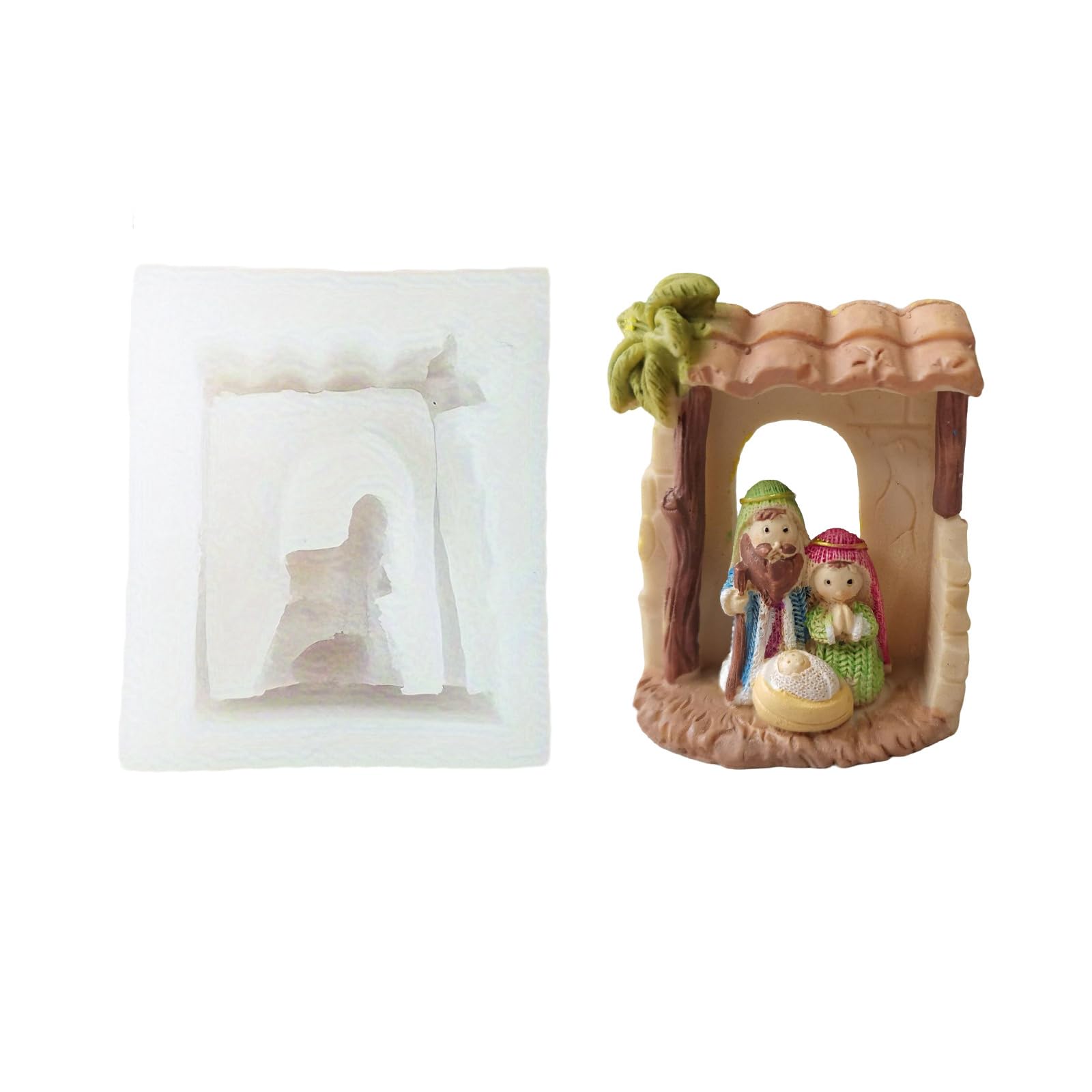 Alksubbm Nativity Scene Themed Silicone Mold for Soap Chocolate Baking Tool Resin Casting European Fashion Cast
