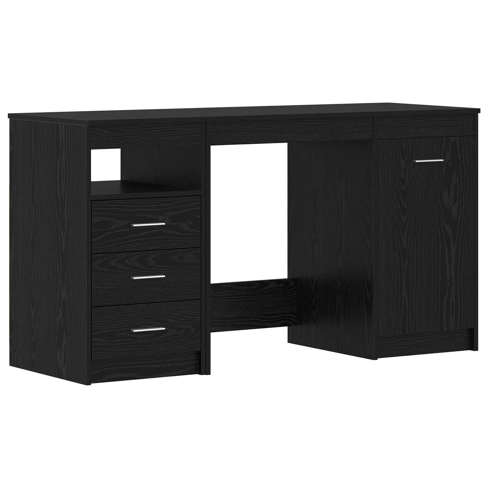 Table secrétaire en bois d'ingénierie chêne noir robuste 140 cm