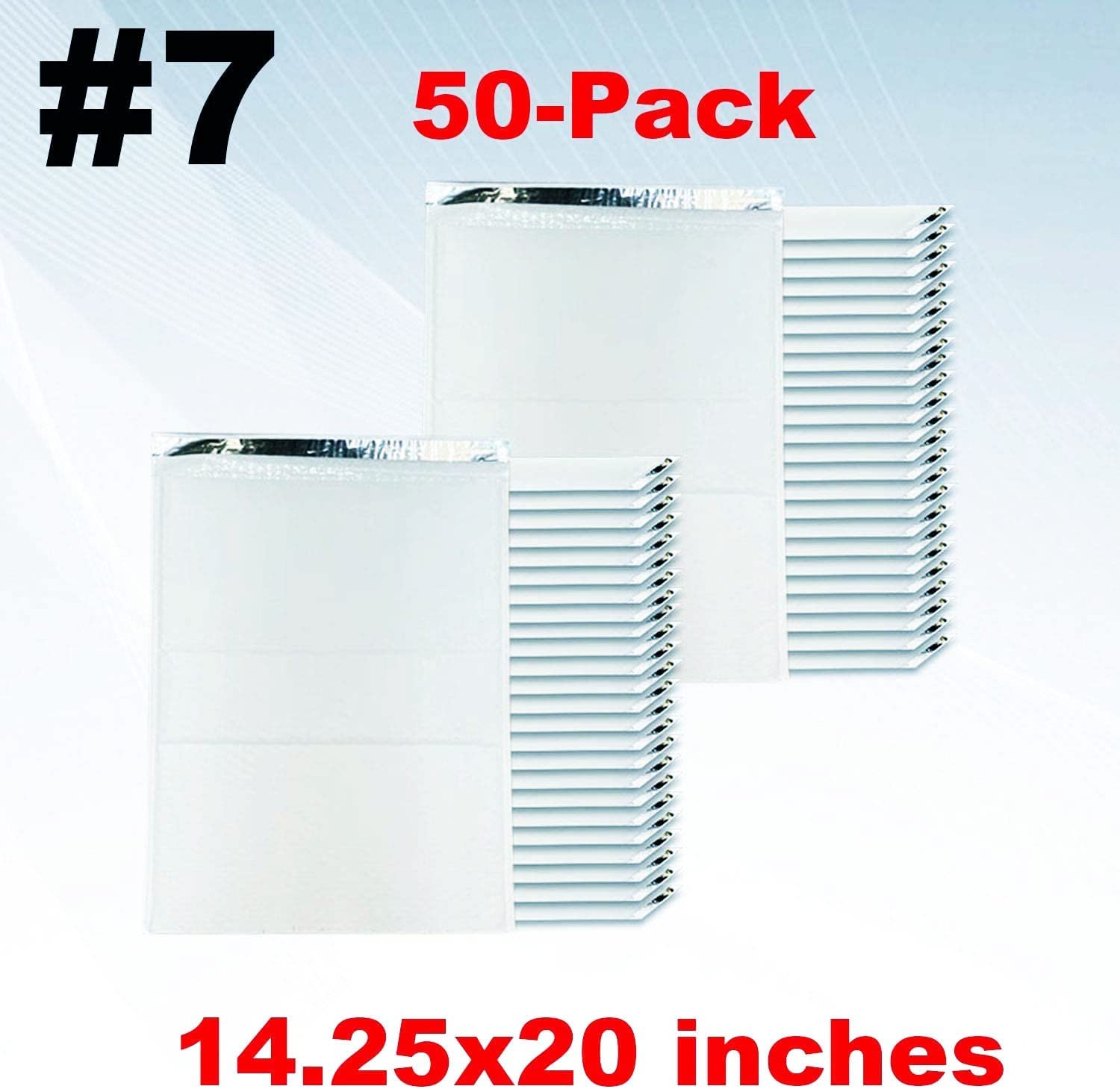 iMBAPrice 50-Pack #7 (14.25" x 20") Premium Pure White Color Self Seal Poly Bubble Mailers Padded Shipping Envelopes (Total 50 Bags)