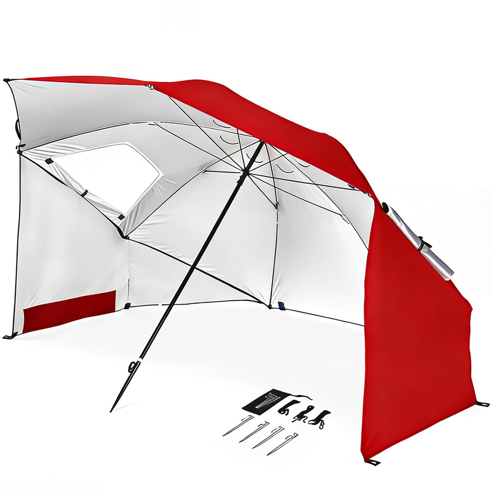 Portable Beach Umbrella Tent, Windproof Sunshade Shelter with Side Walls for Outdoor Sand Garden Camping