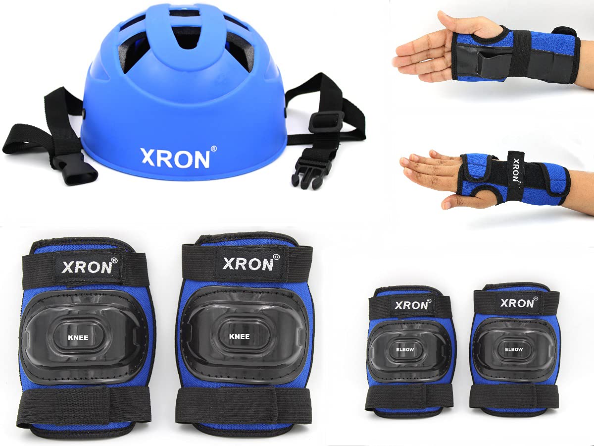 X RONXron Protective Set for Cycling and Skating Protective Gear Suitable for Age Group Upto 12 Years Blue Color 7 Pcs Set
